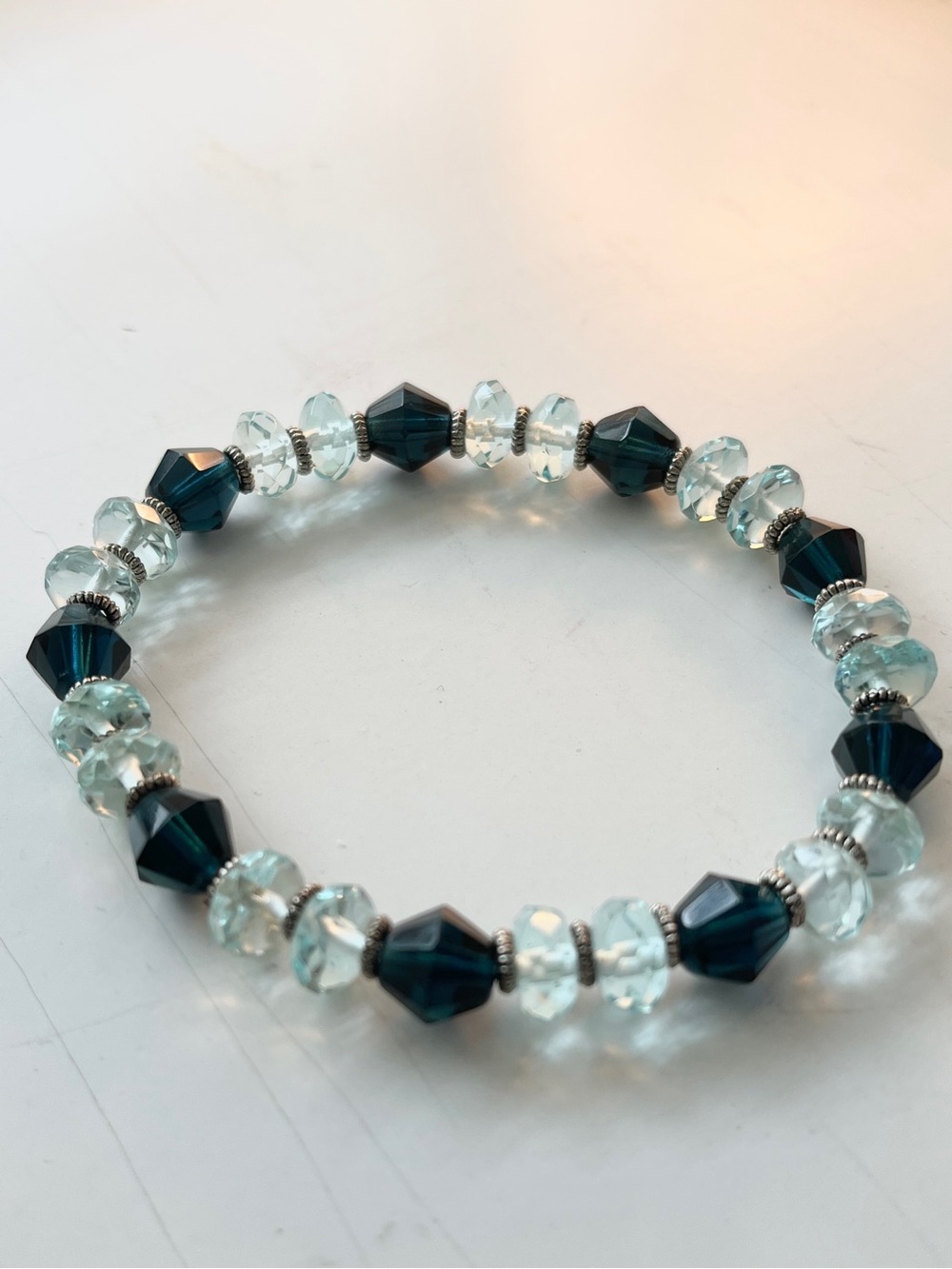 Elegant Aqua & Teal Crystal Stretch Bracelet